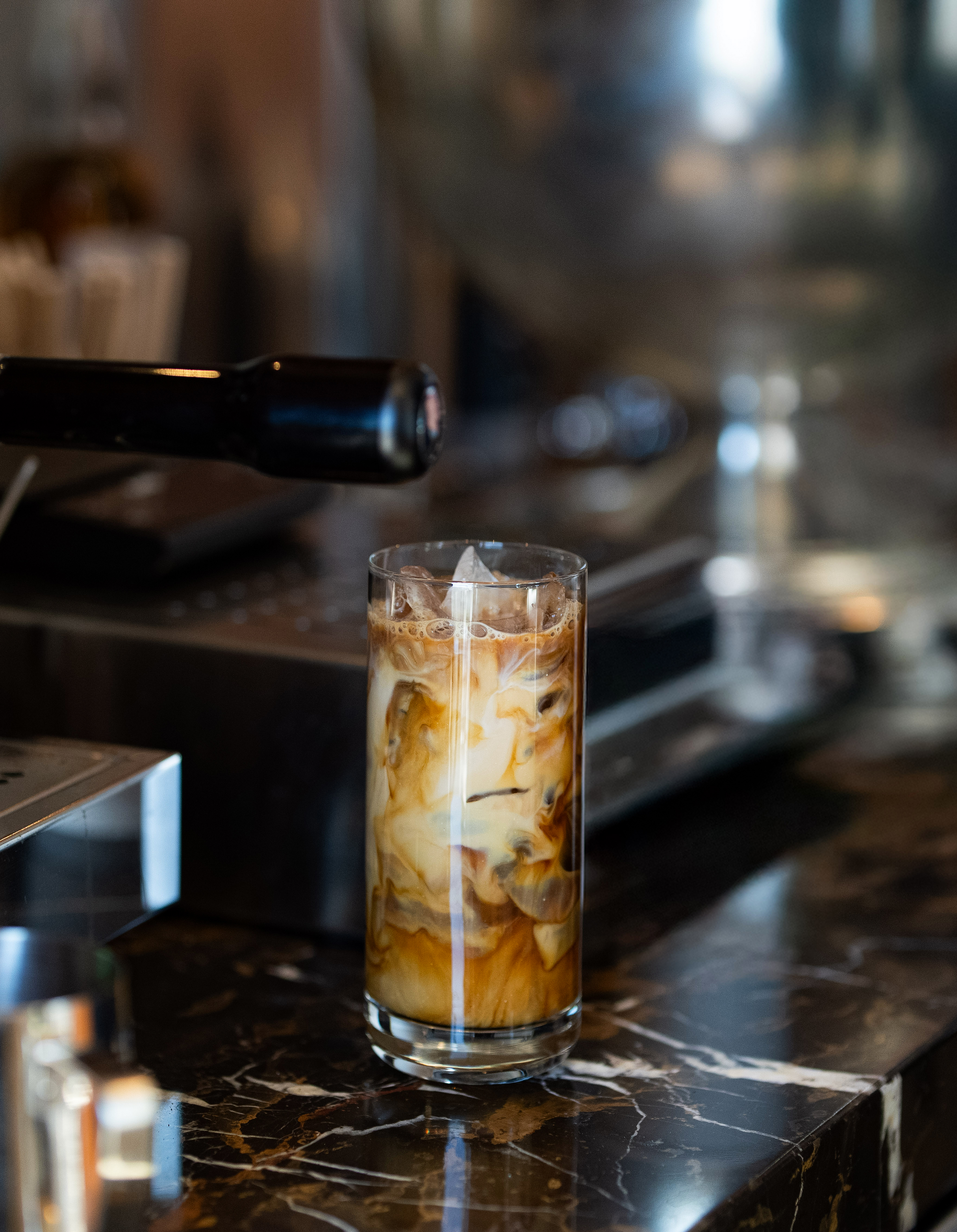 Iced espresso on marble counter